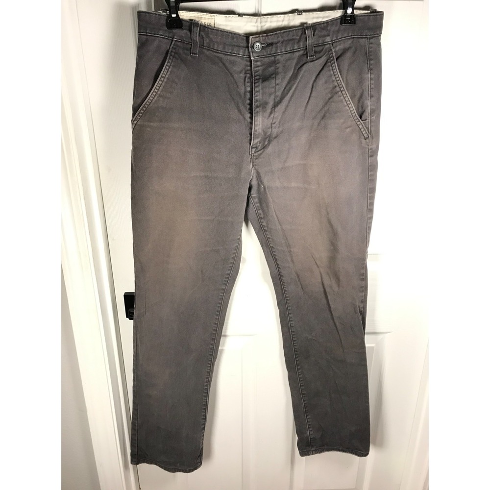 LEVIS Mens 34x34 Gray Canvas Pants Chino Casual Workwear Straight Leg 18201-0004